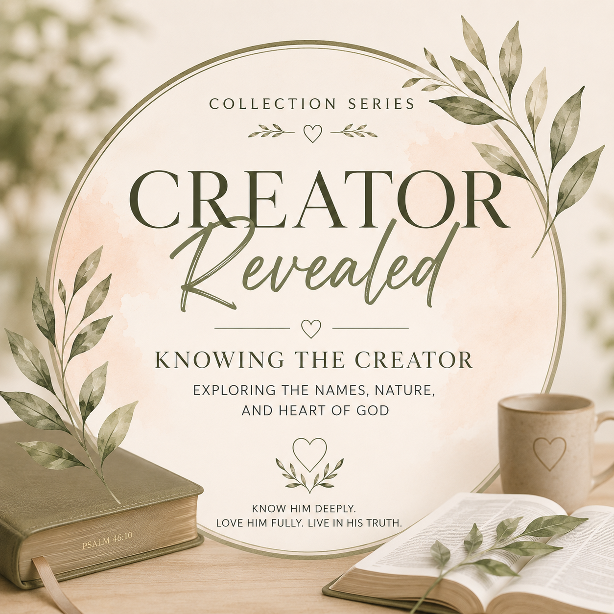 Creator Revealed collection featuring Bible studies on the foundational names of God including Elohim, El Shaddai, El Elyon, El Olam, El Roi, and Abba, revealing God's identity and divine nature.